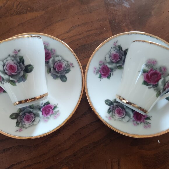 Set of 2 Vintage Demi Tasse Espresso Cups, gold gilded - Picture 9 of 11